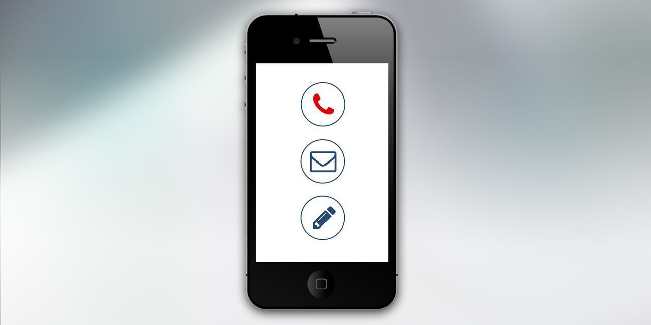 hero-img-02 Smartphone showing communication icons for call, email, and messaging on screen.
